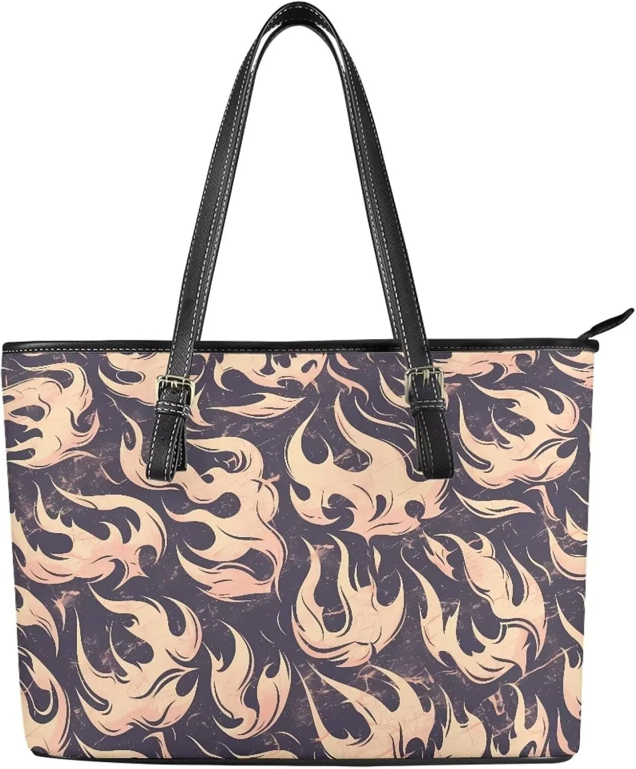 PU Leather Work Bag for Women Boho Tribal Tote Bag, Leather Business Office Bag Waterproof Leather Laptop Bag