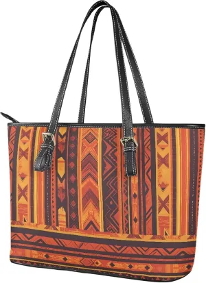 PU Leather Work Bag for Women Boho Tribal Tote Bag, Leather Business Office Bag Waterproof Leather Laptop Bag