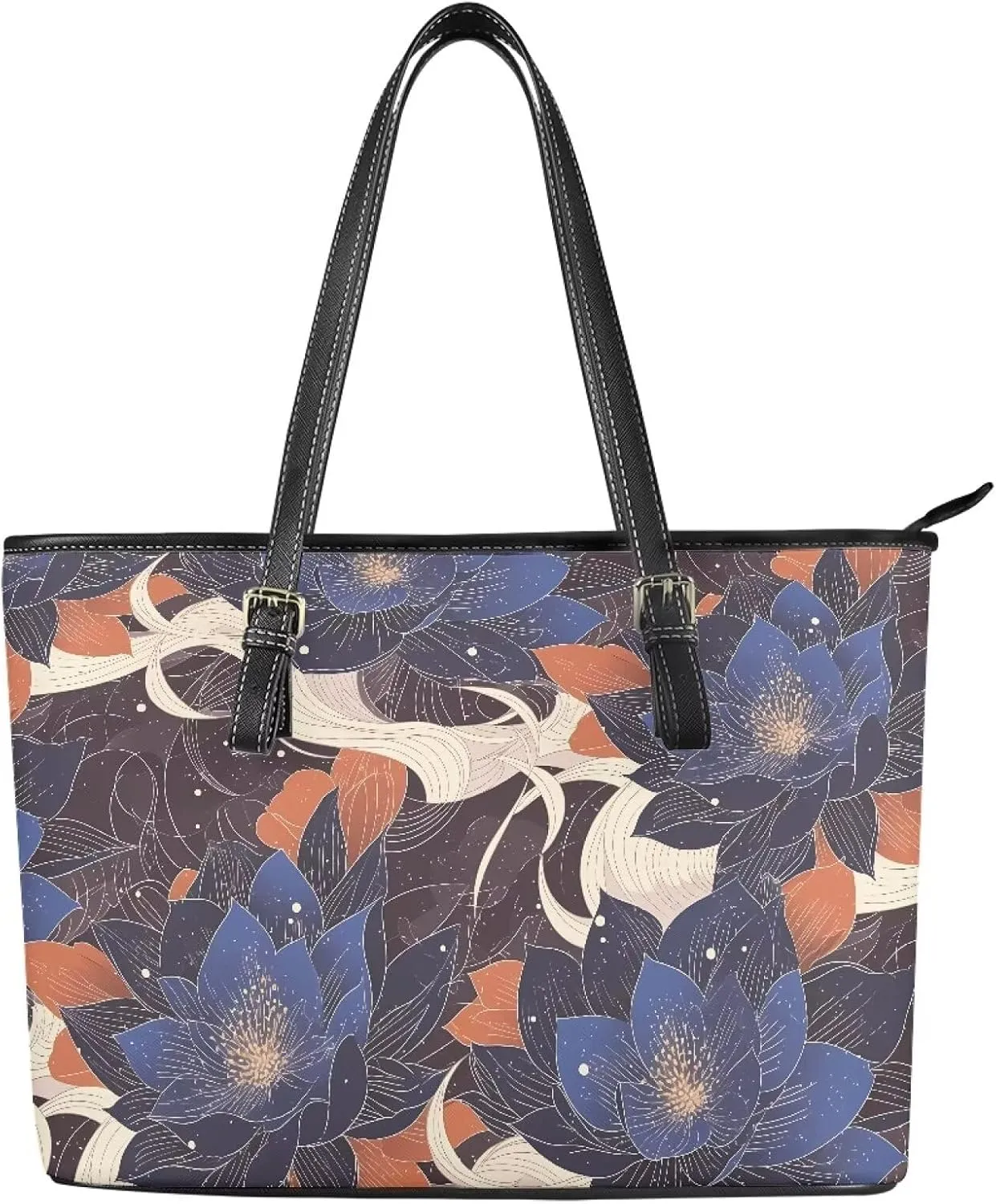 PU Leather Work Bag for Women Boho Tribal Tote Bag, Leather Business Office Bag Waterproof Leather Laptop Bag