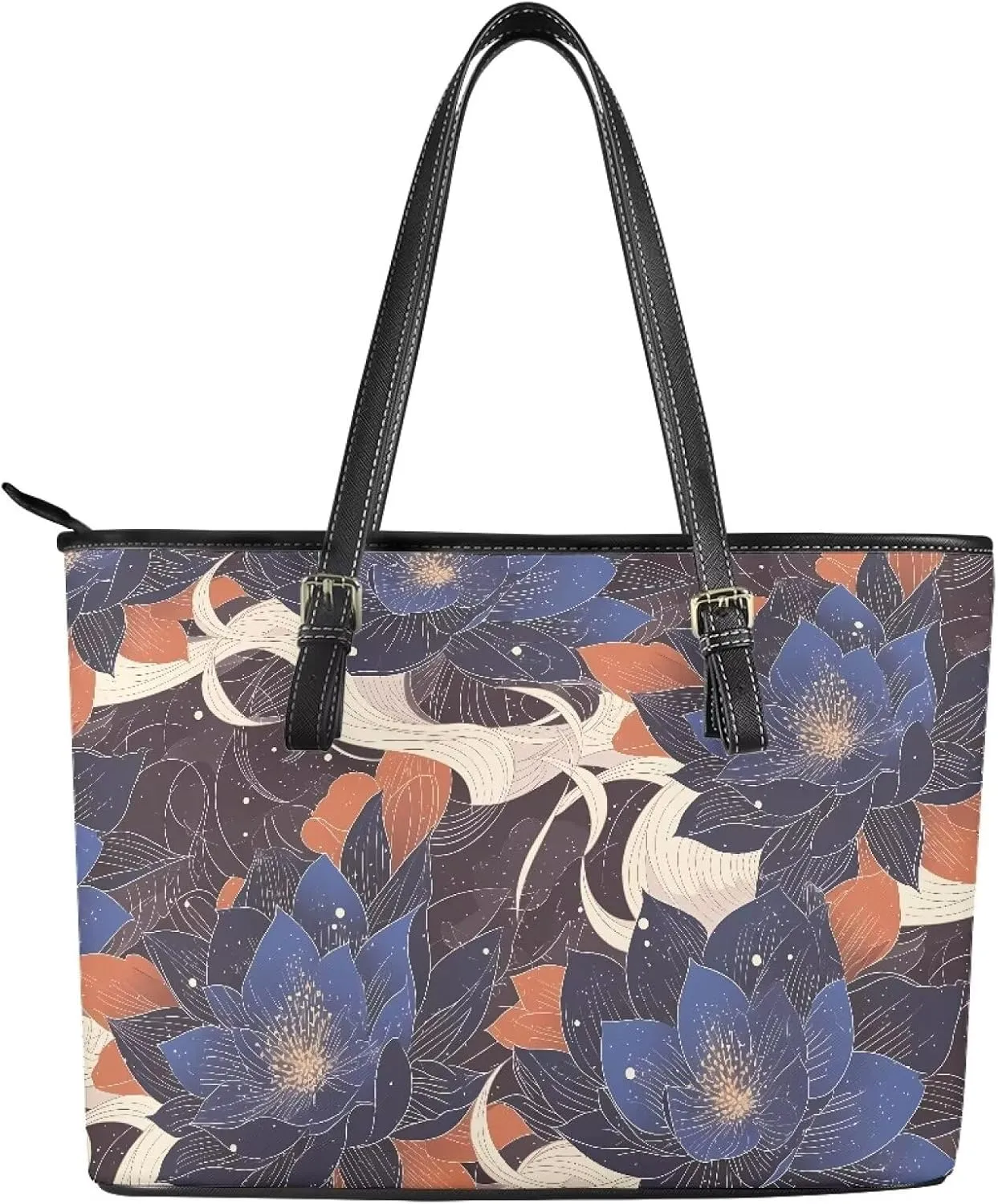 PU Leather Work Bag for Women Boho Tribal Tote Bag, Leather Business Office Bag Waterproof Leather Laptop Bag