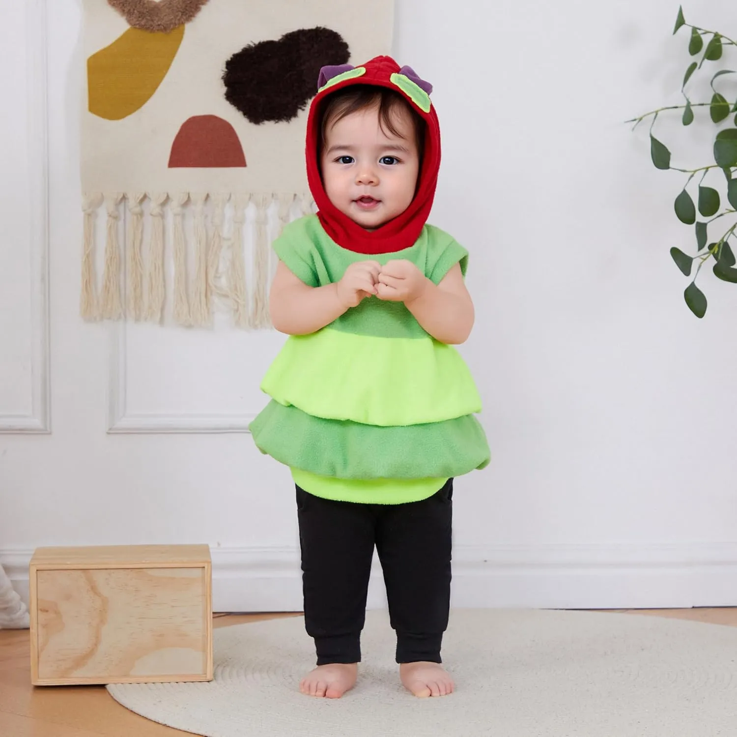 Pudcoco Kids Toddler Baby Boys Girls Holloween Hungry Caterpillar Costume Fleece Hooded Sweatshirt Party Cosplay