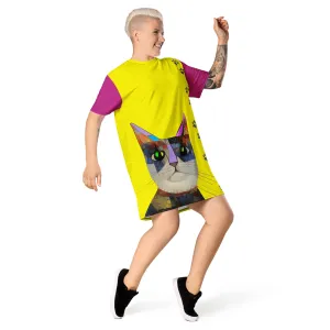 "Cat Lovers" Collection - Cat Face T-shirt Designer Dress