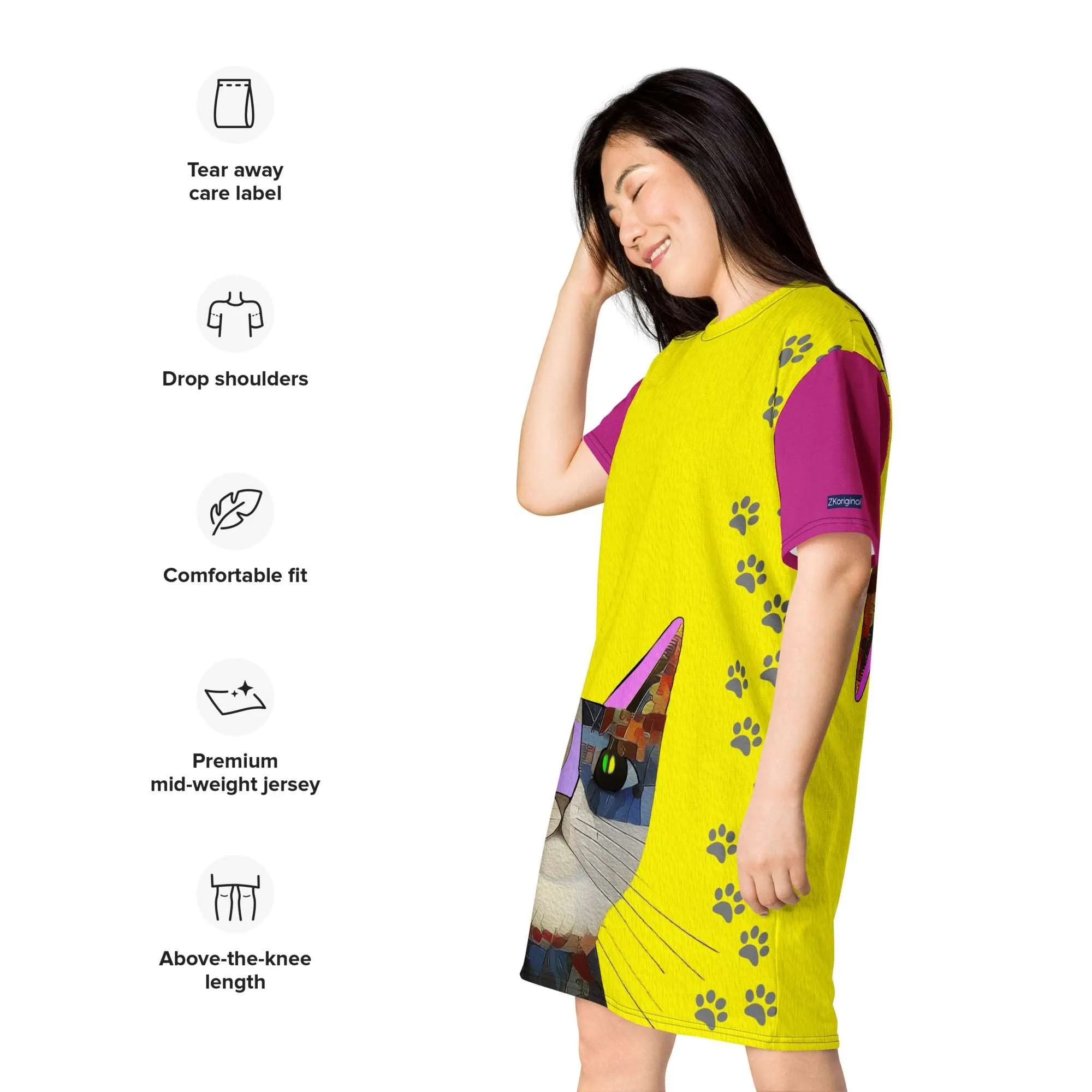 "Cat Lovers" Collection - Cat Face T-shirt Designer Dress