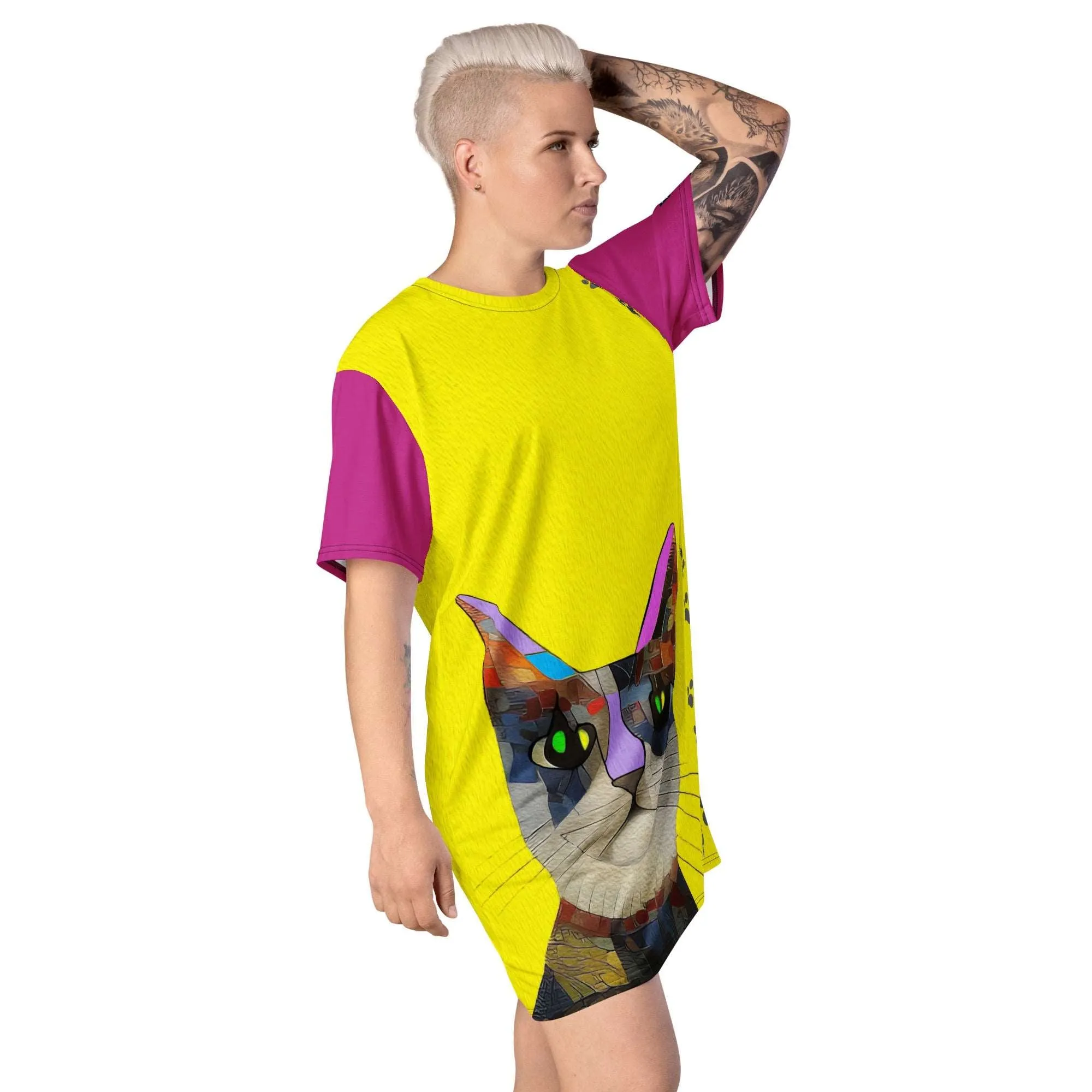 "Cat Lovers" Collection - Cat Face T-shirt Designer Dress