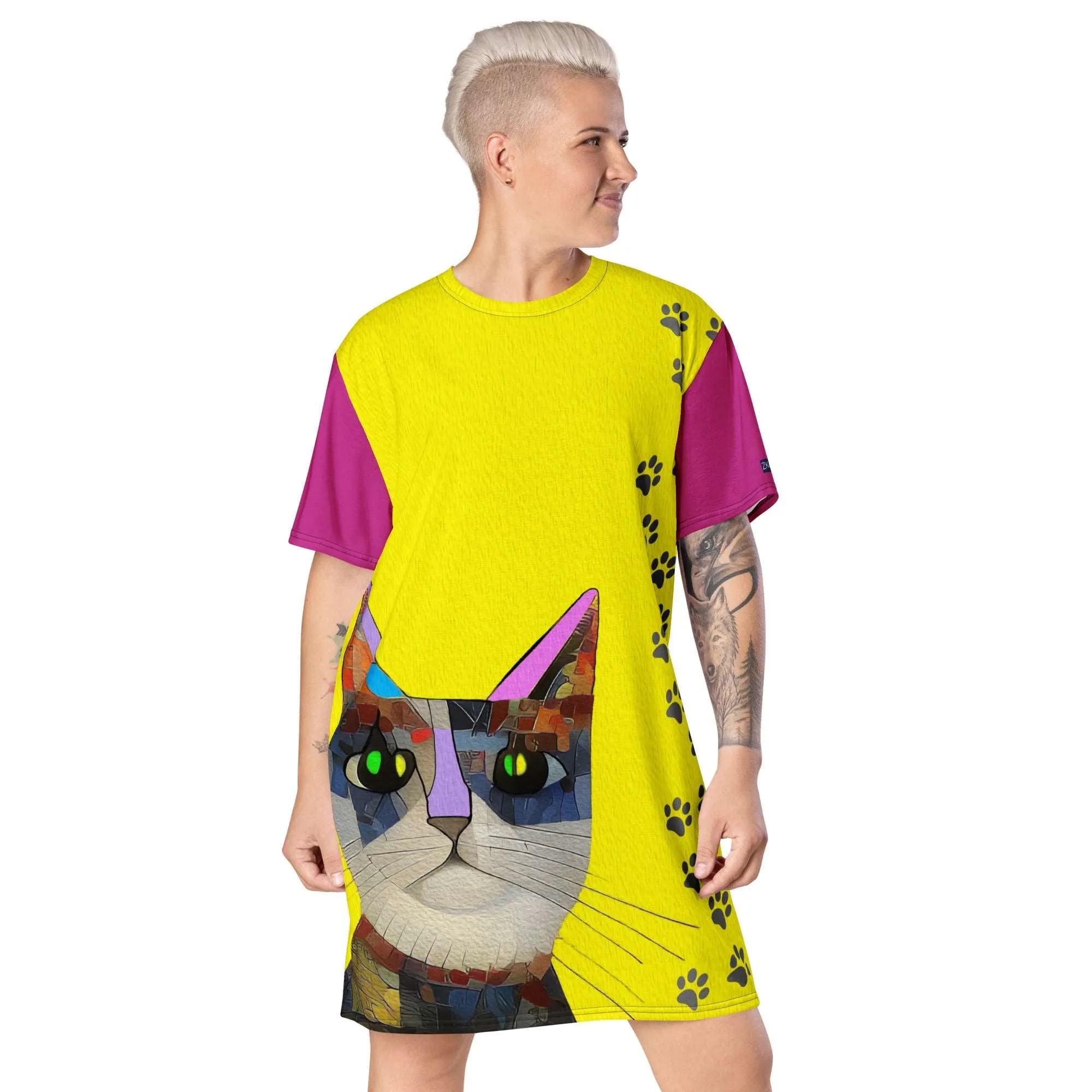 "Cat Lovers" Collection - Cat Face T-shirt Designer Dress