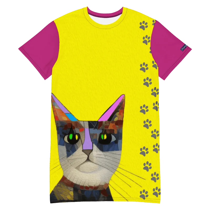 "Cat Lovers" Collection - Cat Face T-shirt Designer Dress