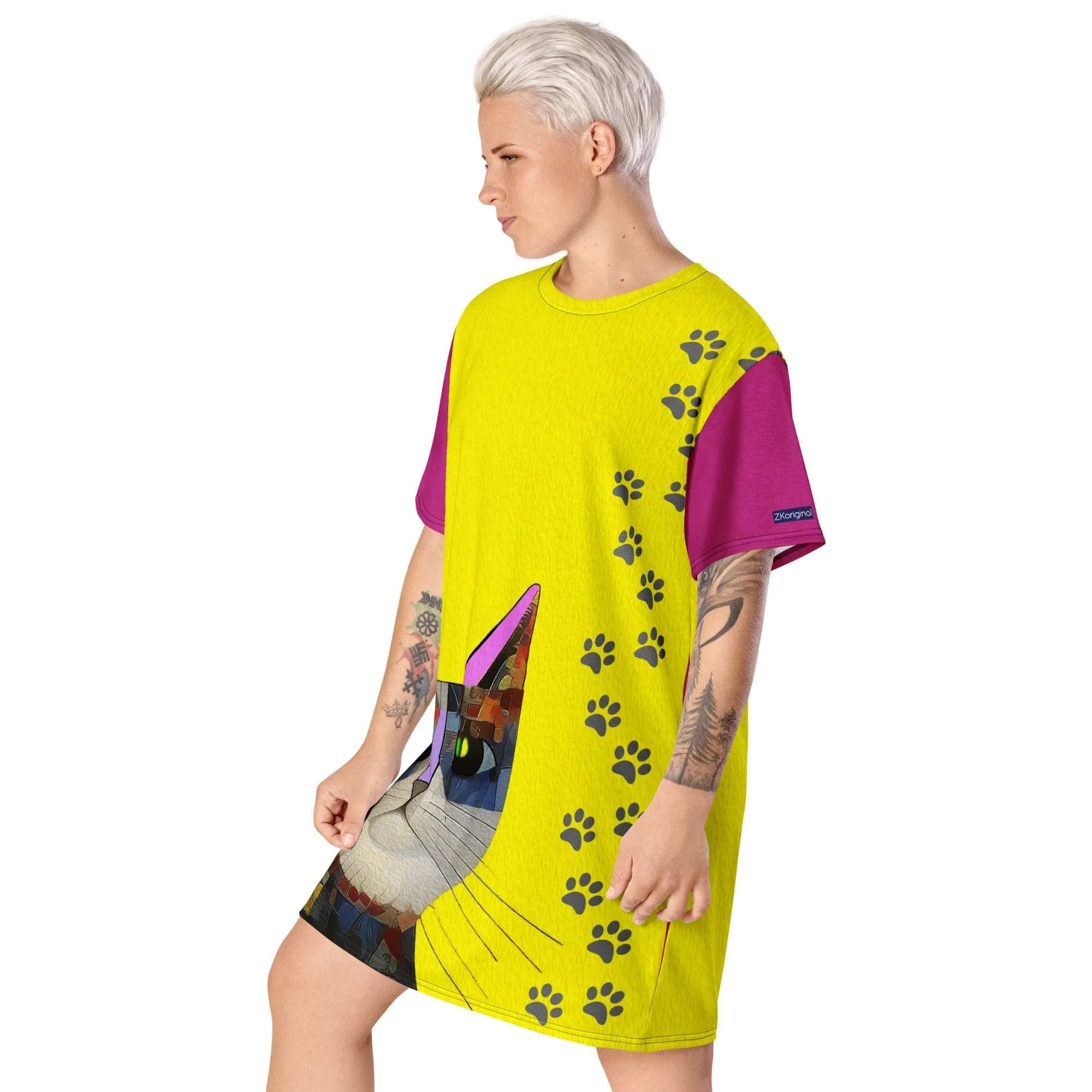 "Cat Lovers" Collection - Cat Face T-shirt Designer Dress
