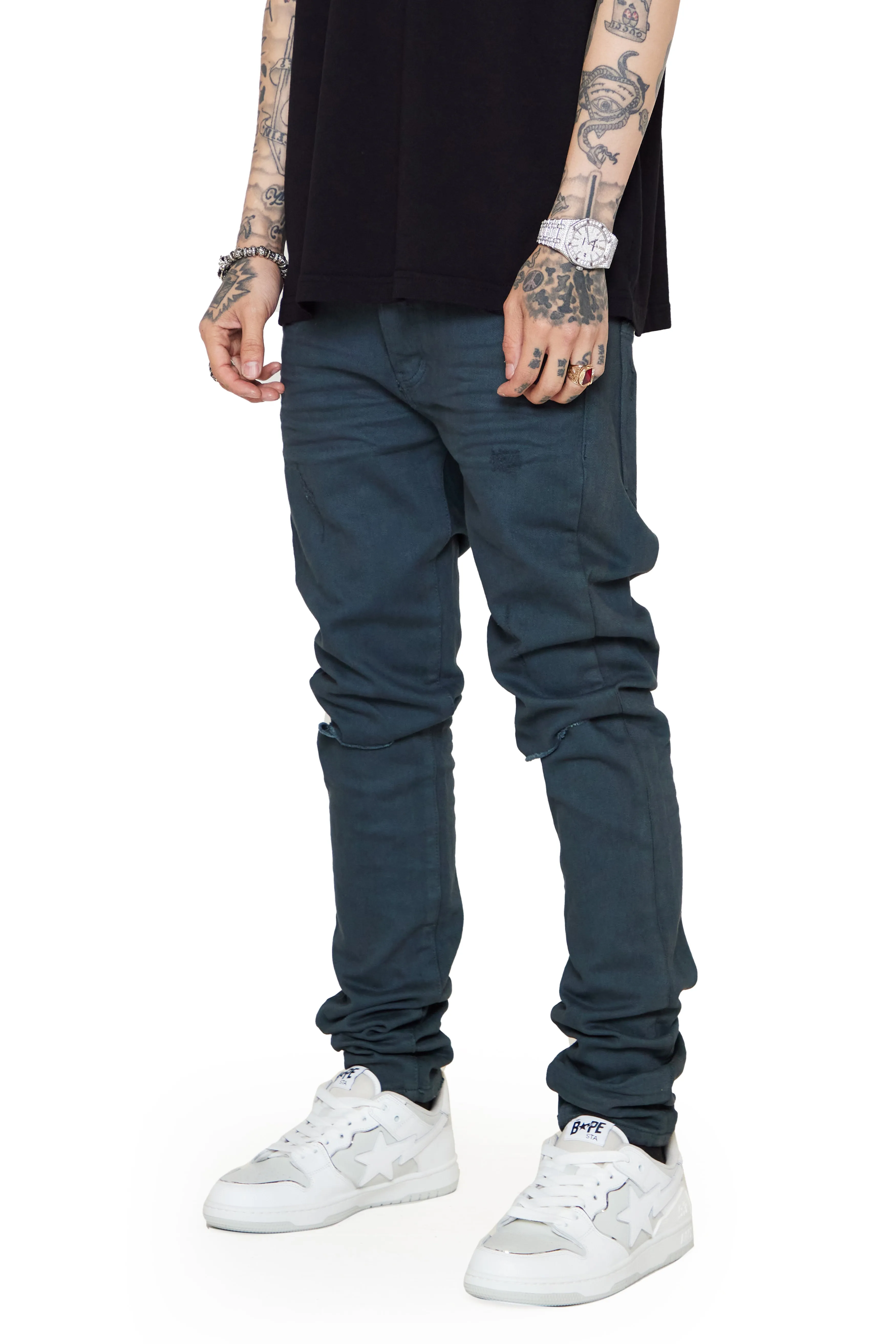 "MR CLEAN 2.0” VINTAGE OLIVE SKINNY JEAN