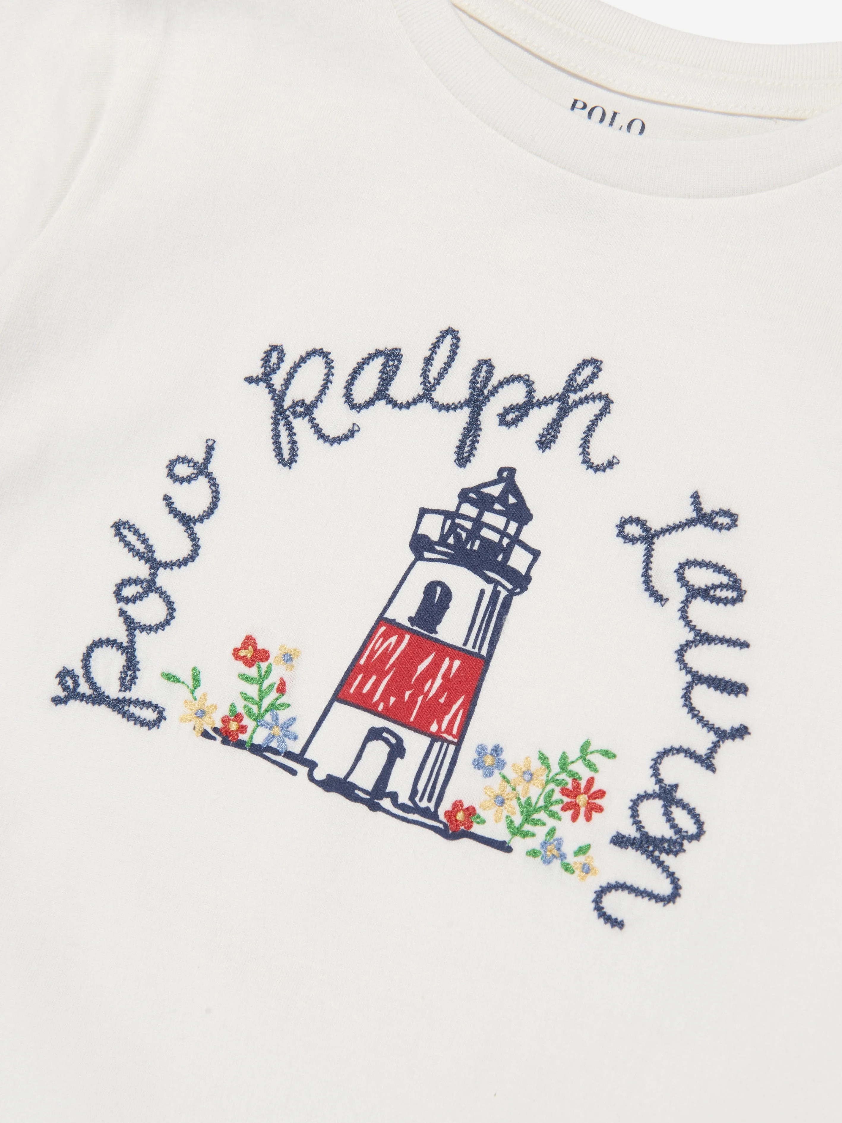 Ralph Lauren Girls Graphic Print T-Shirt in Ivory