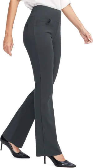 Rammus Womens High Waist Yoga Dress Pants with Pockets Stretch Work Pants for Women Bootcut Leg Slacks for Office Casual