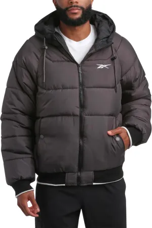 Reebok Men's Puffer Jacket - Heavyweight Weather Resistant Quilted Puffer Coat Rib Cuff - Ski Jackets for Men (Sizes: M-XXL)
