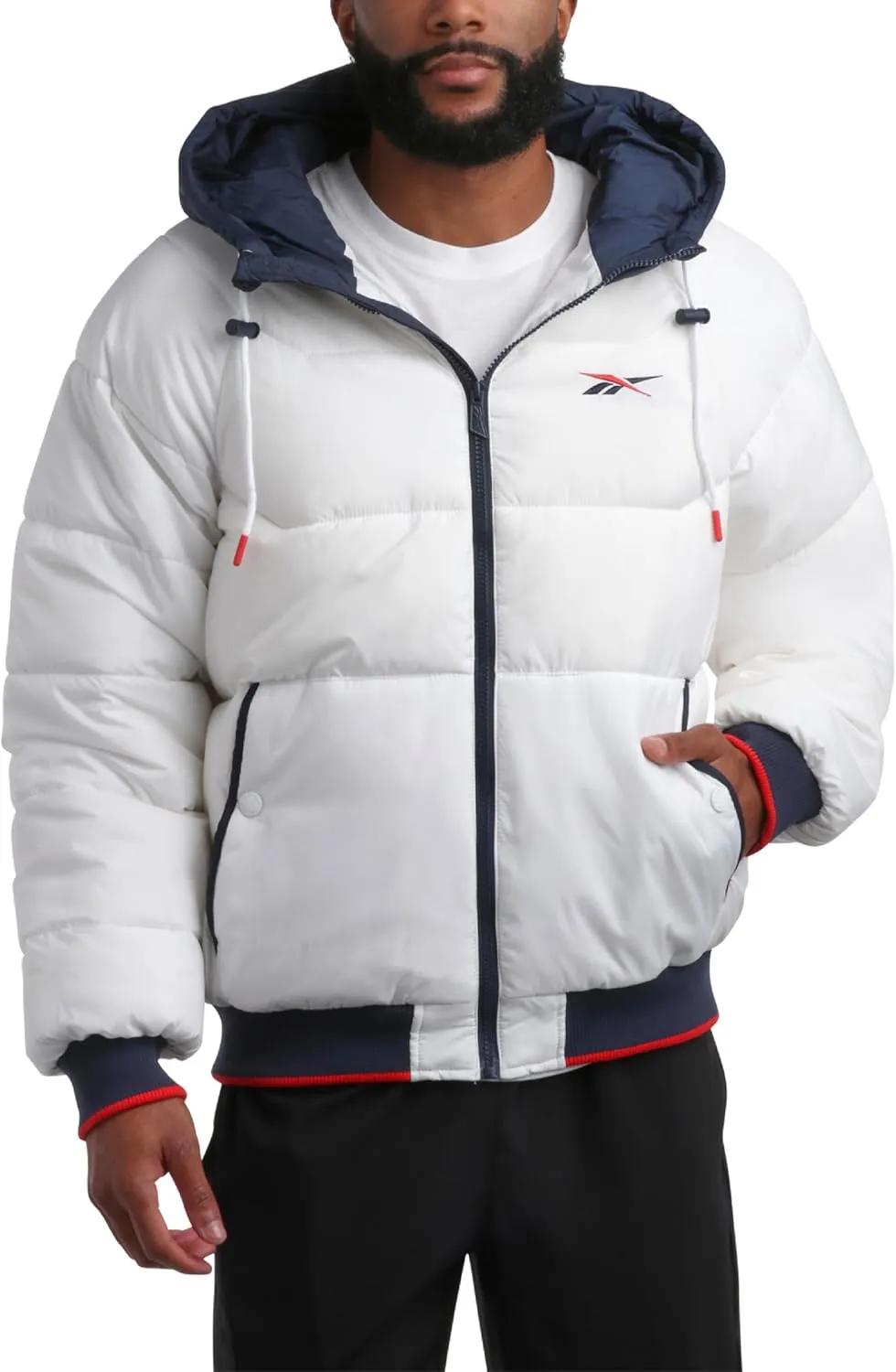 Reebok Men's Puffer Jacket - Heavyweight Weather Resistant Quilted Puffer Coat Rib Cuff - Ski Jackets for Men (Sizes: M-XXL)