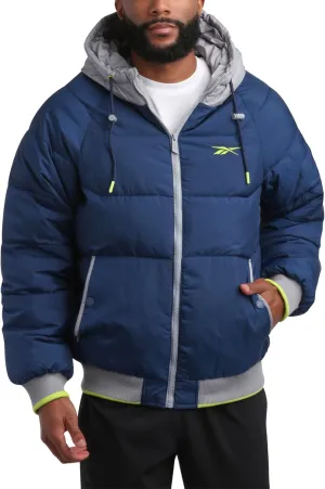 Reebok Men's Puffer Jacket - Heavyweight Weather Resistant Quilted Puffer Coat Rib Cuff - Ski Jackets for Men (Sizes: M-XXL)