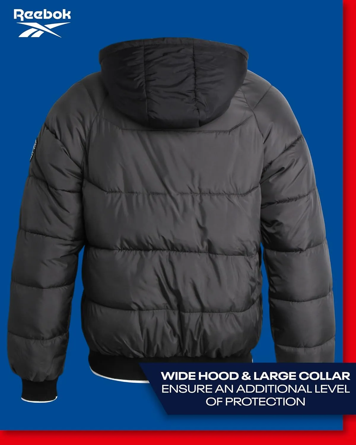 Reebok Men's Puffer Jacket - Heavyweight Weather Resistant Quilted Puffer Coat Rib Cuff - Ski Jackets for Men (Sizes: M-XXL)
