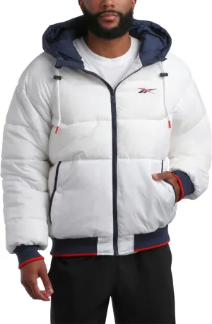 Reebok Men's Puffer Jacket - Heavyweight Weather Resistant Quilted Puffer Coat Rib Cuff - Ski Jackets for Men (Sizes: M-XXL)