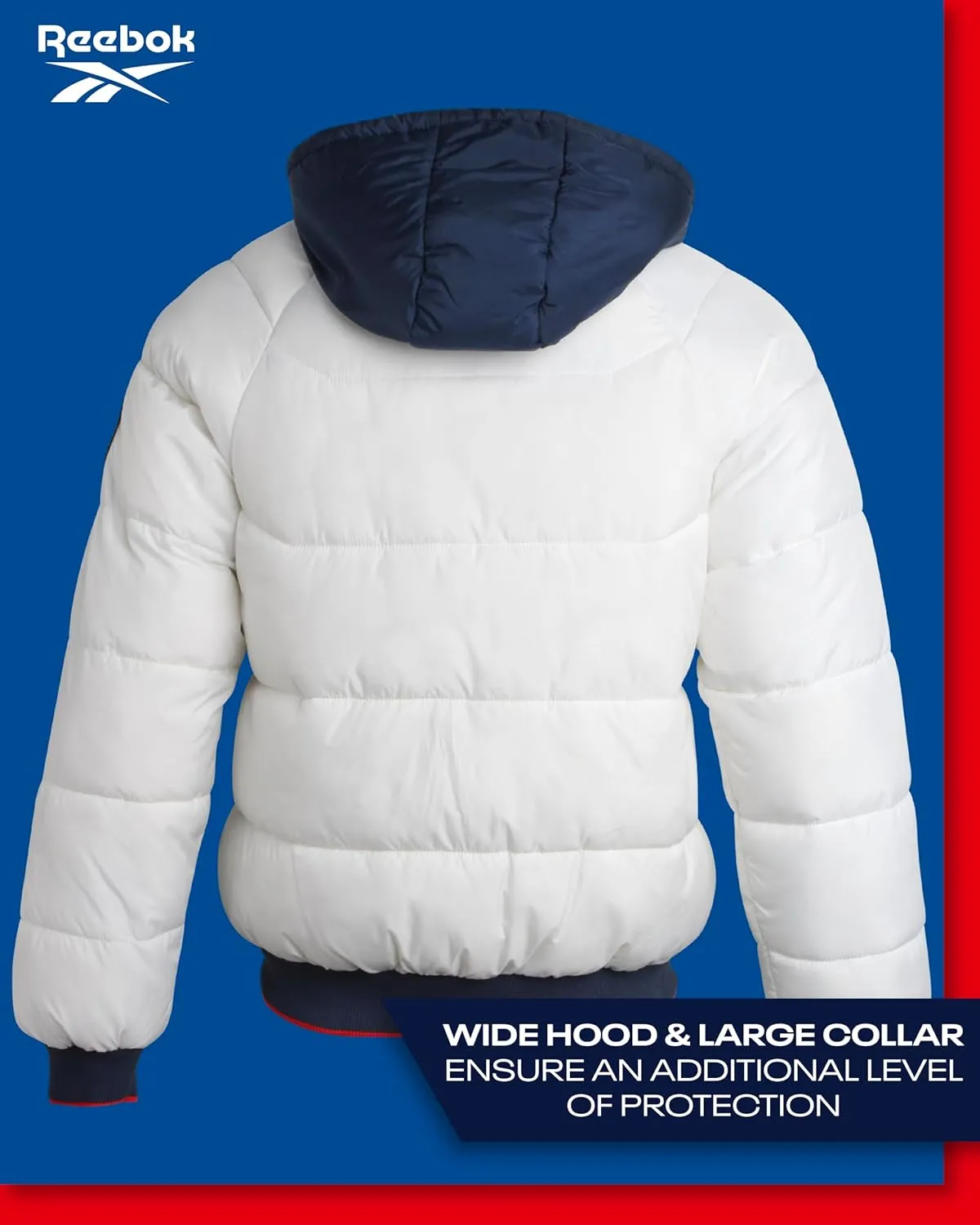 Reebok Men's Puffer Jacket - Heavyweight Weather Resistant Quilted Puffer Coat Rib Cuff - Ski Jackets for Men (Sizes: M-XXL)