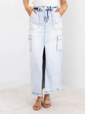 RISEN High Rise Maxi Cargo Skirt