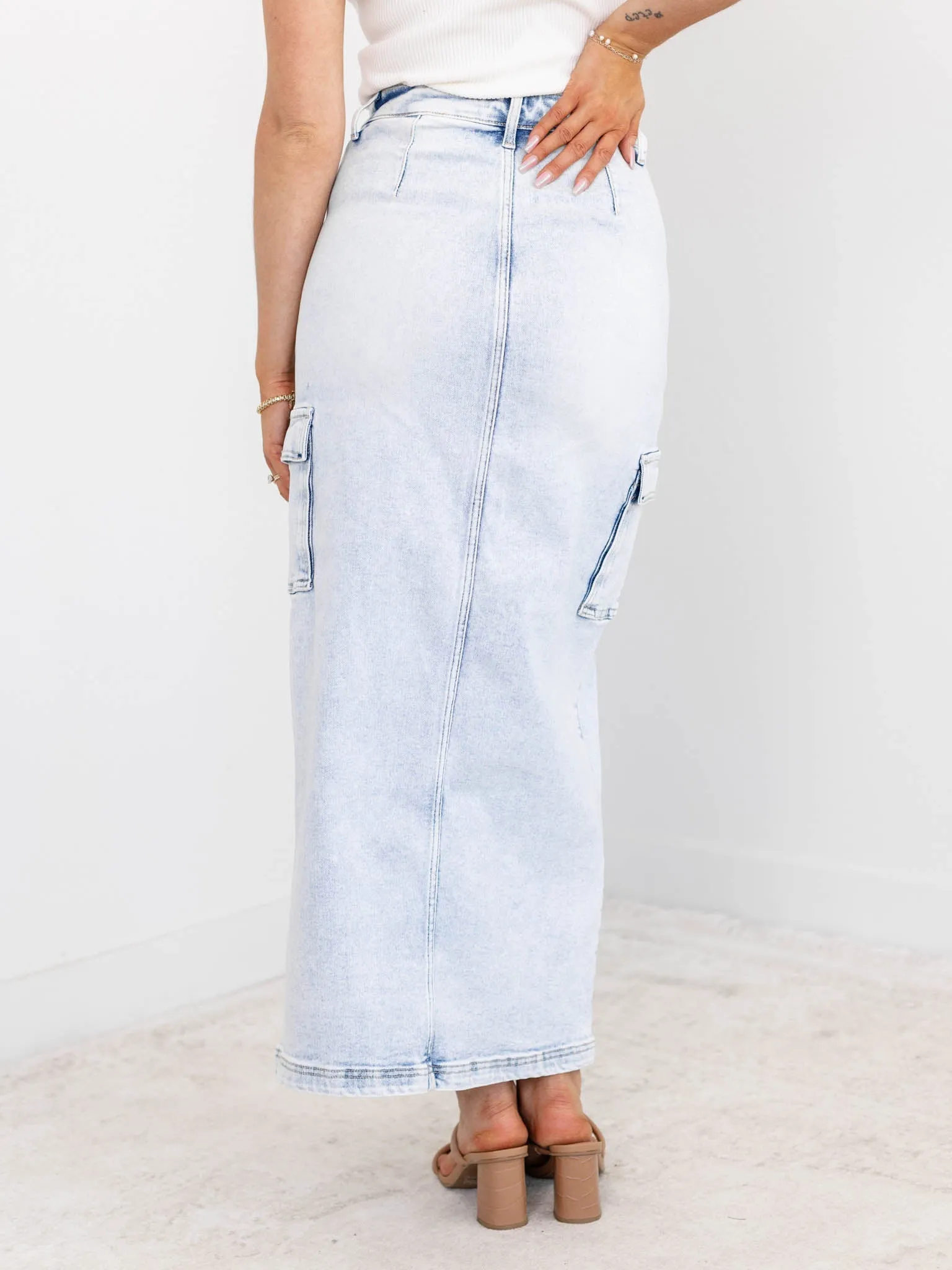 RISEN High Rise Maxi Cargo Skirt