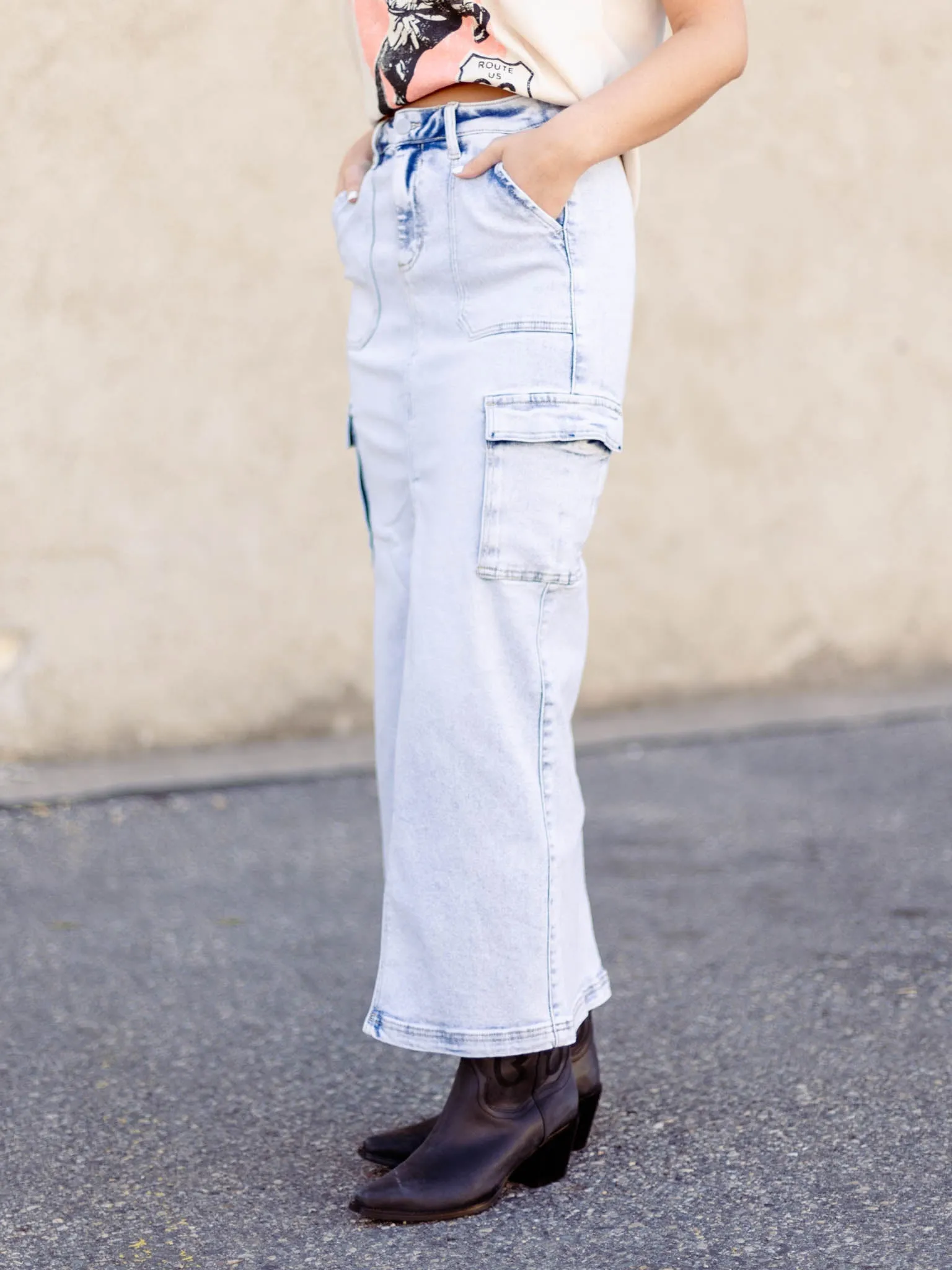 RISEN High Rise Maxi Cargo Skirt