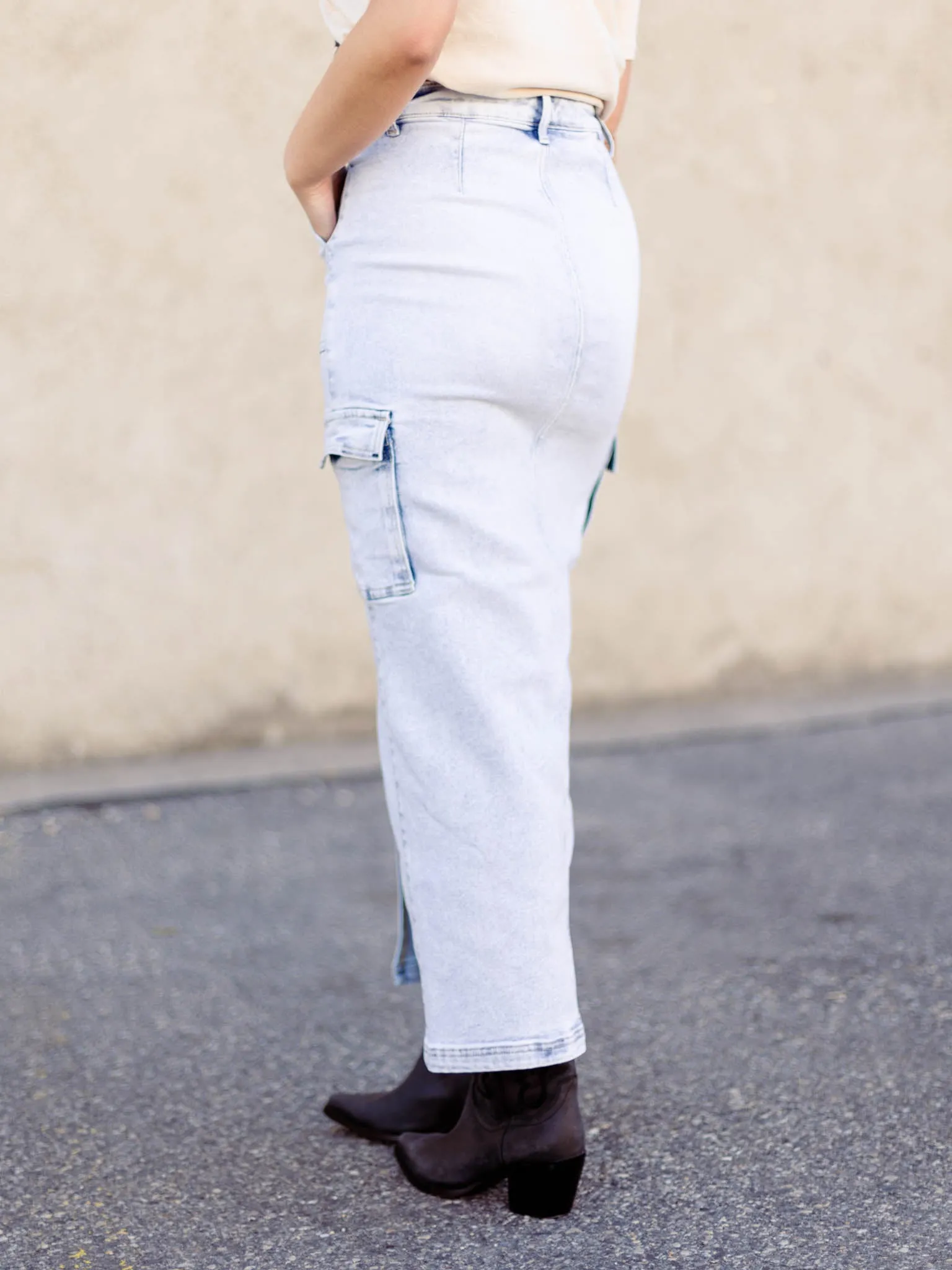RISEN High Rise Maxi Cargo Skirt