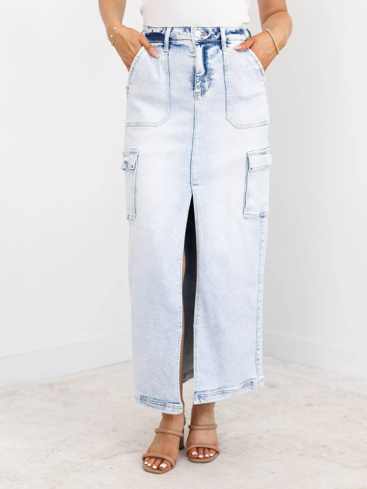 RISEN High Rise Maxi Cargo Skirt