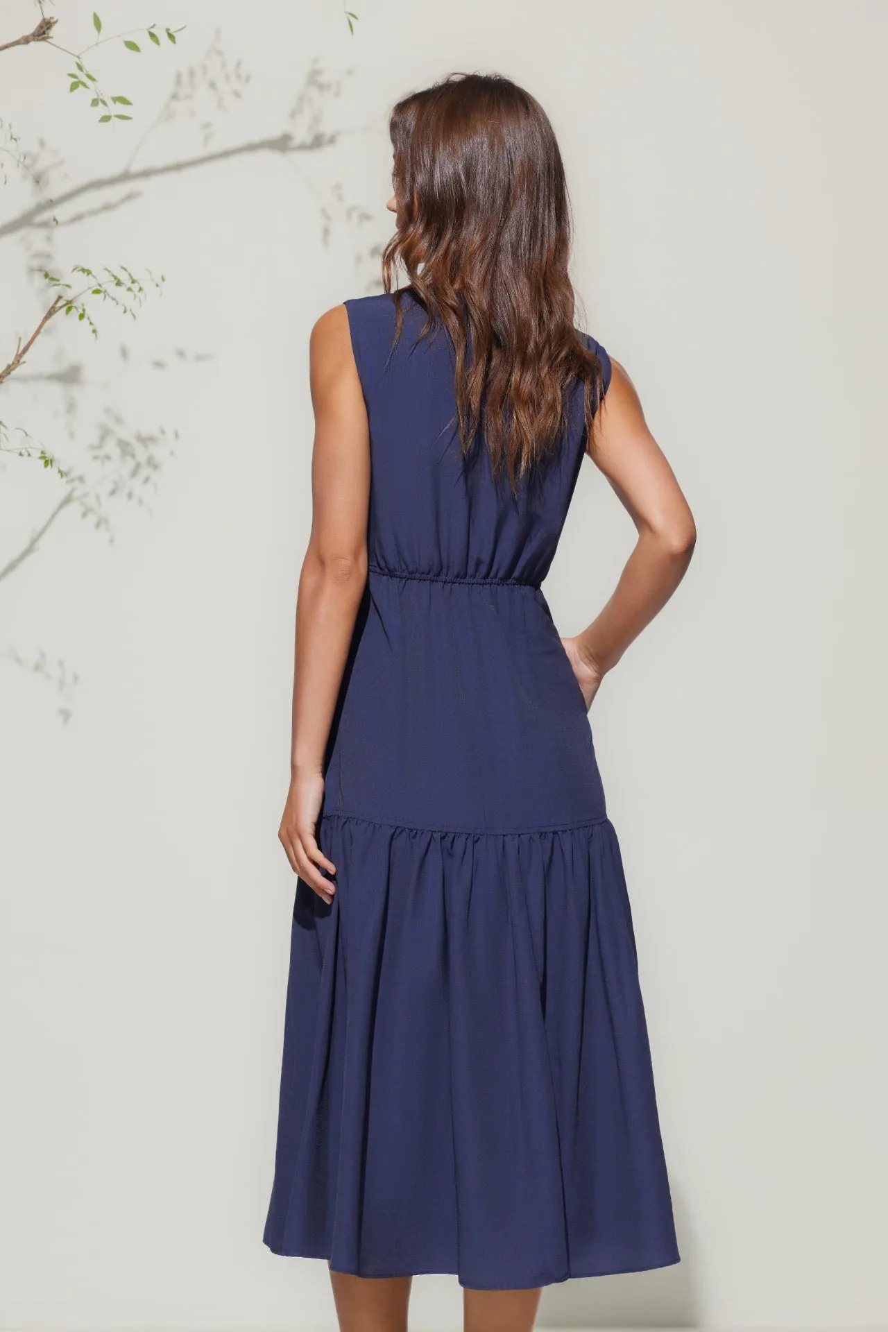 Round Neck Tiered Maxi Dress