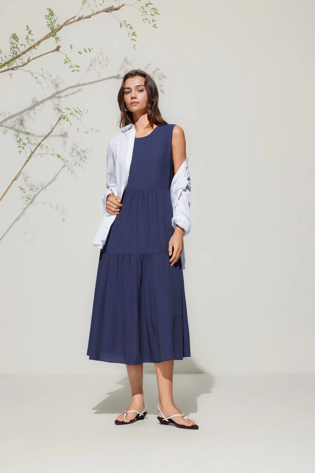 Round Neck Tiered Maxi Dress