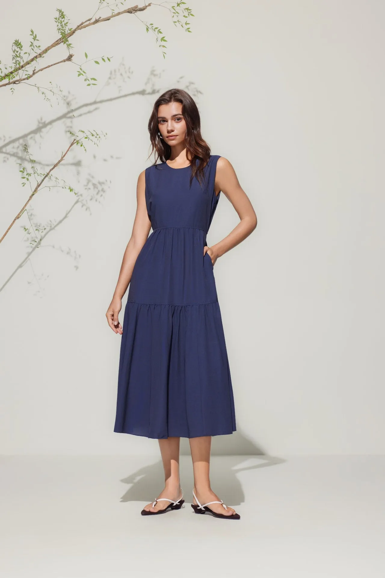 Round Neck Tiered Maxi Dress