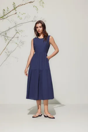 Round Neck Tiered Maxi Dress