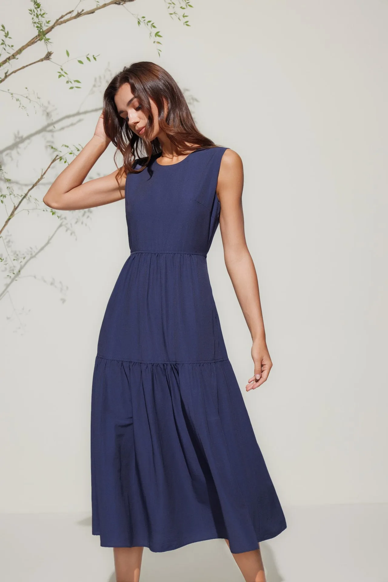 Round Neck Tiered Maxi Dress