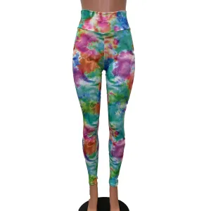 SALE - SMALL Watercolor Pastel Print High Waist Leggings Pants
