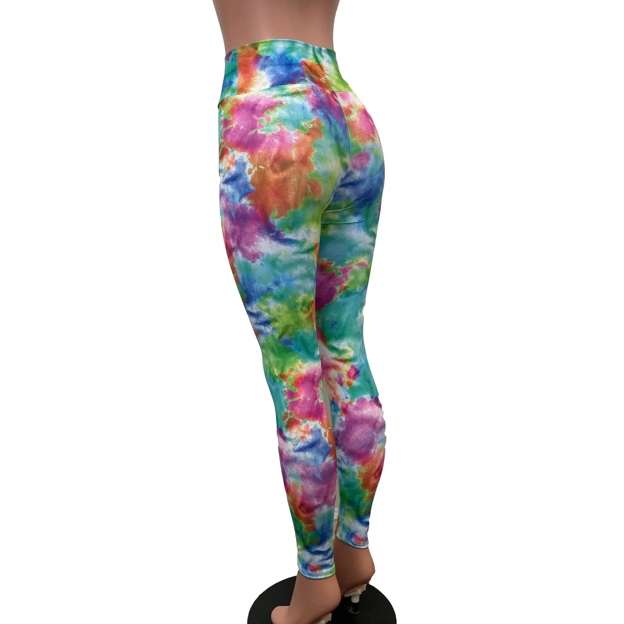 SALE - SMALL Watercolor Pastel Print High Waist Leggings Pants