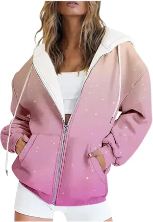 SAMST Women's Oversized Zip Up Hoodies Sweatshirts Y2K Clothes Teen Girl Fall Casual Drawstring Jackets with Pockets