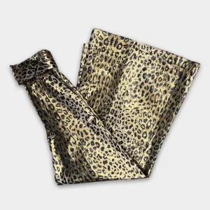 Sara Battaglia Women's Gold and Black Metallic Animal Print Trousers