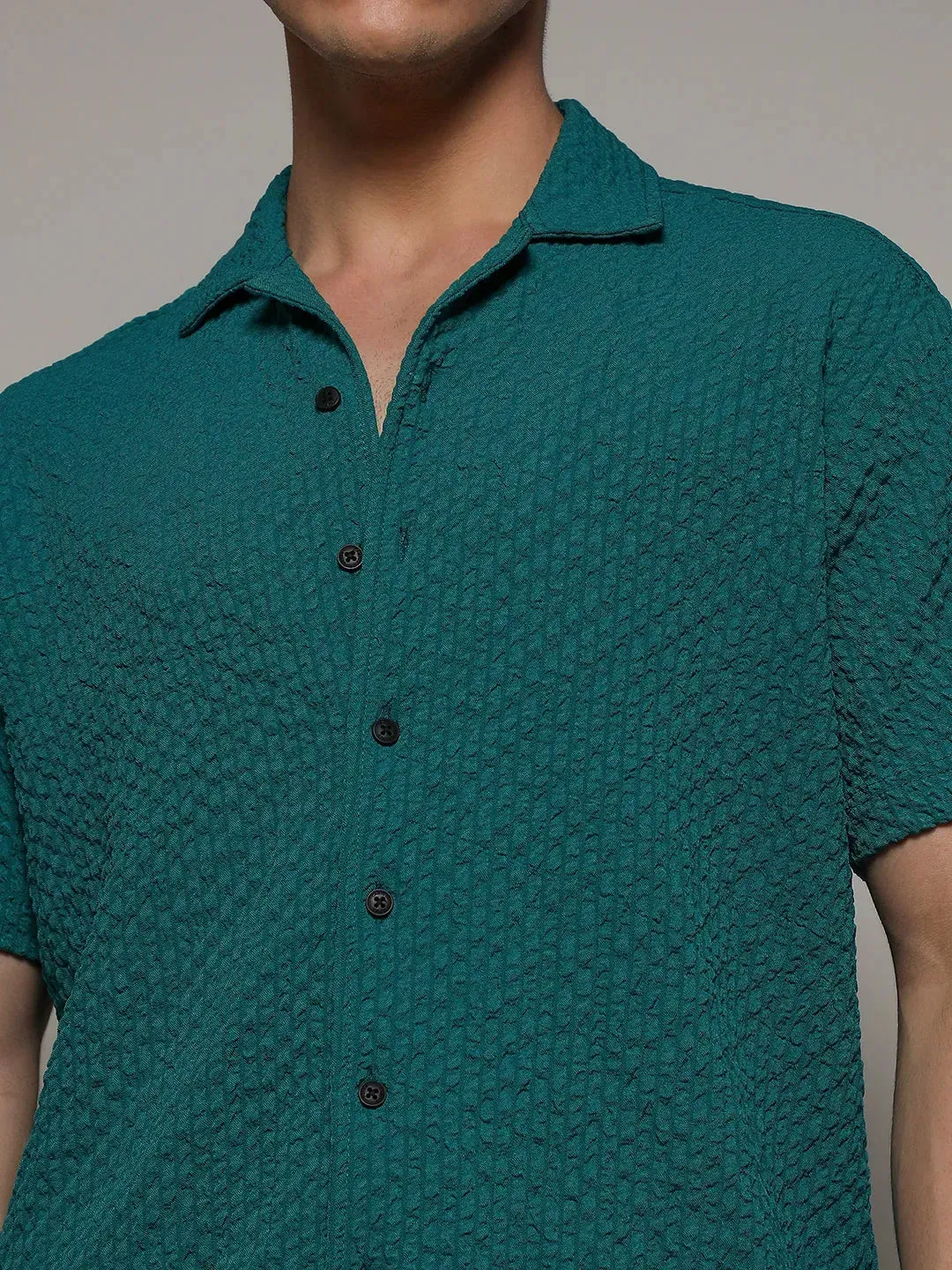 Self-Design Creased Striped Shirt
