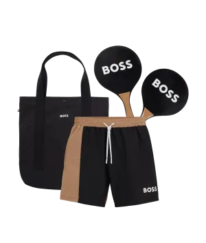 Set of Beach-ball Equipment, Swim Shorts and Bag - Black
