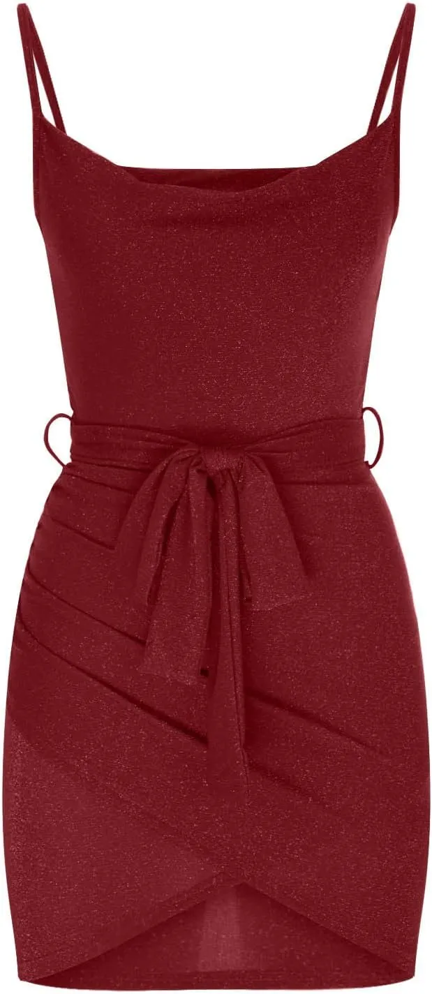 Sexy Dresses for Women 2024 Clubwear Sleeveless Halter V-Neck Ruched Waistless Night Club Bodycon Mini Party Dresses