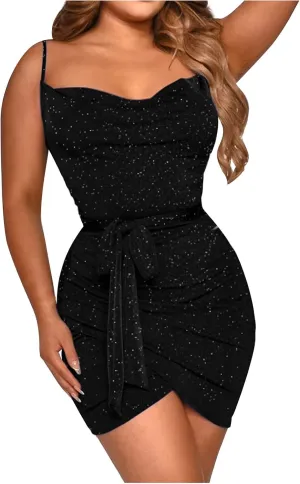 Sexy Dresses for Women 2024 Clubwear Sleeveless Halter V-Neck Ruched Waistless Night Club Bodycon Mini Party Dresses