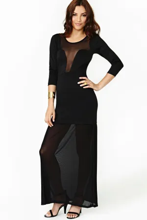 Sexy Fever Black Mesh Maxi Dress