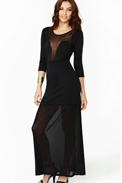 Sexy Fever Black Mesh Maxi Dress