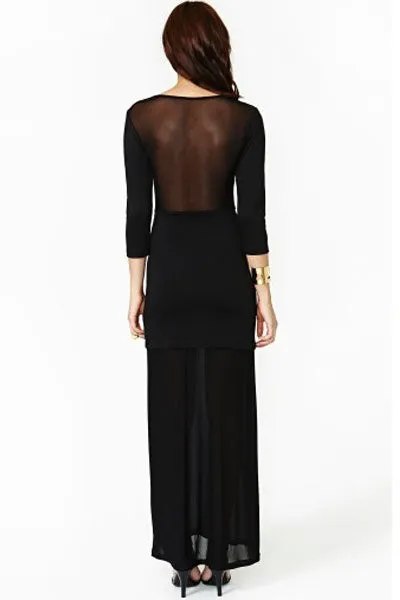 Sexy Fever Black Mesh Maxi Dress