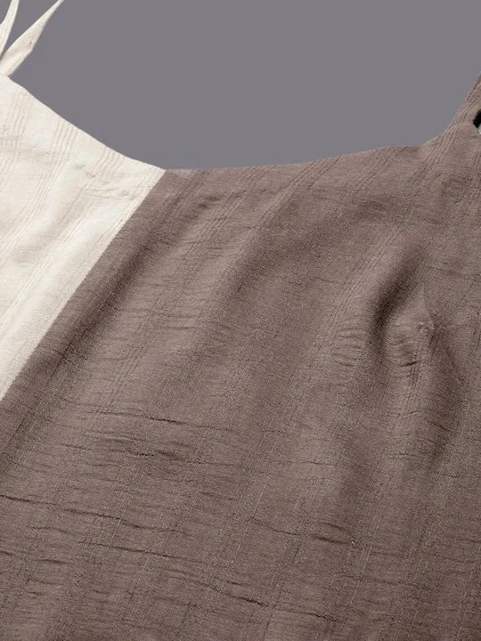 Shoulder Straps Colourblocked A-Line Kurta with Trousers