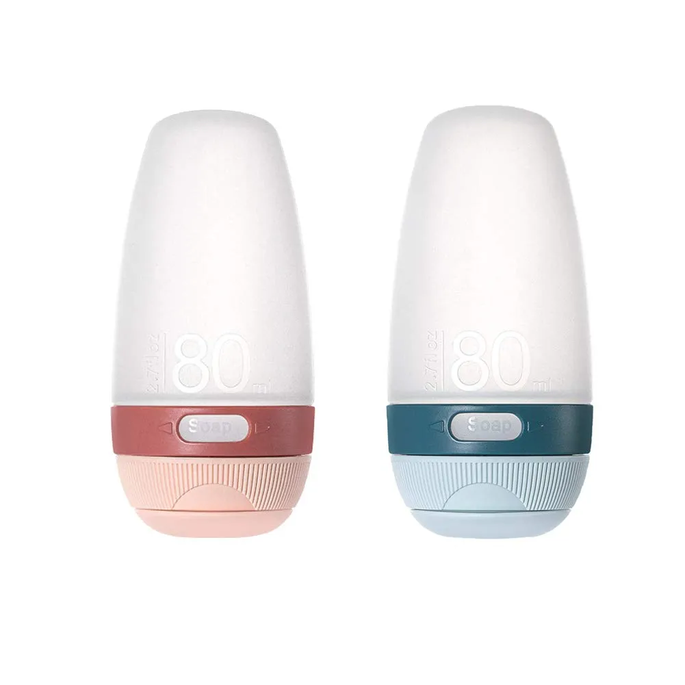 Silicone Travel Bottles, Leak Proof Squeezable Refillable Travel Accessories Toiletries Containers Travel Size Cosmetic Tube for Shampoo Lotion Soap Liquids (2-pack 2.7oz/80ml)