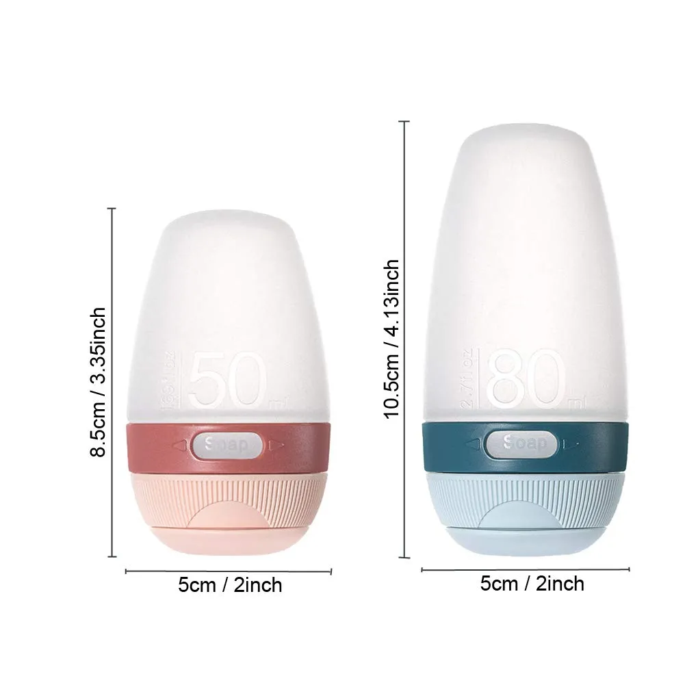 Silicone Travel Bottles, Leak Proof Squeezable Refillable Travel Accessories Toiletries Containers Travel Size Cosmetic Tube for Shampoo Lotion Soap Liquids (2-pack 2.7oz/80ml)