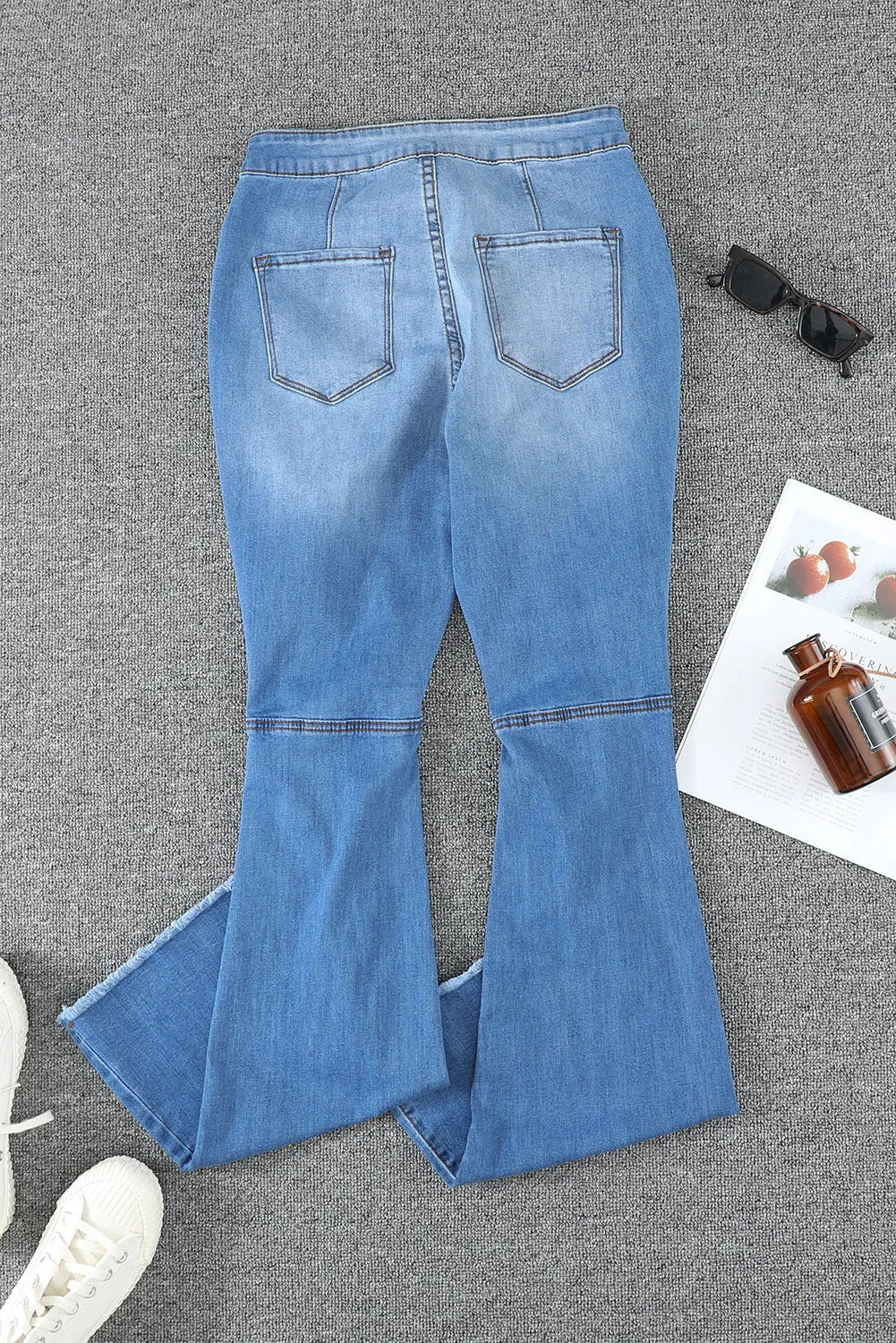 Sky High Waist Ripped Flare Jeans
