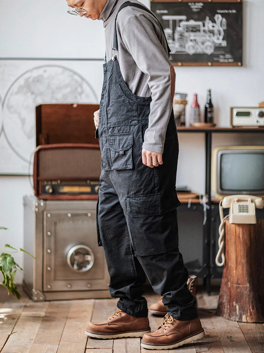 Sloppy Overalls with Large Pockets and Zipper Fly Workwear