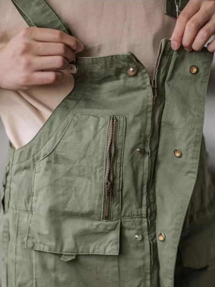 Sloppy Overalls with Large Pockets and Zipper Fly Workwear