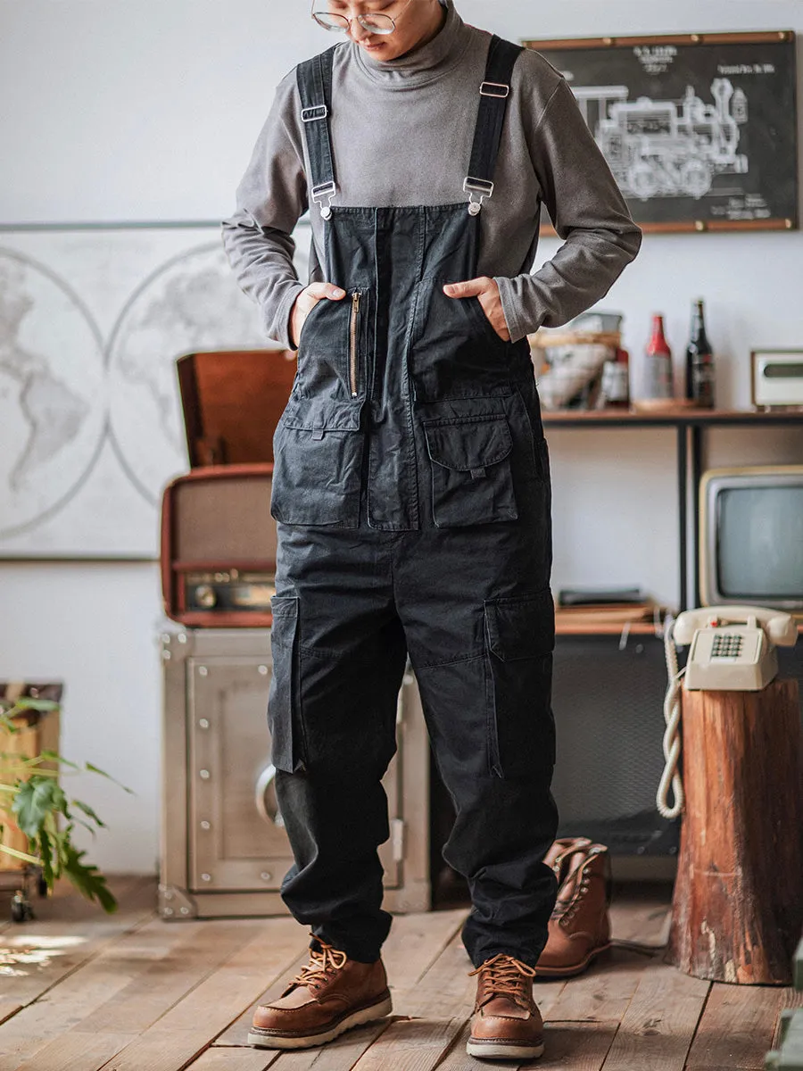 Sloppy Overalls with Large Pockets and Zipper Fly Workwear