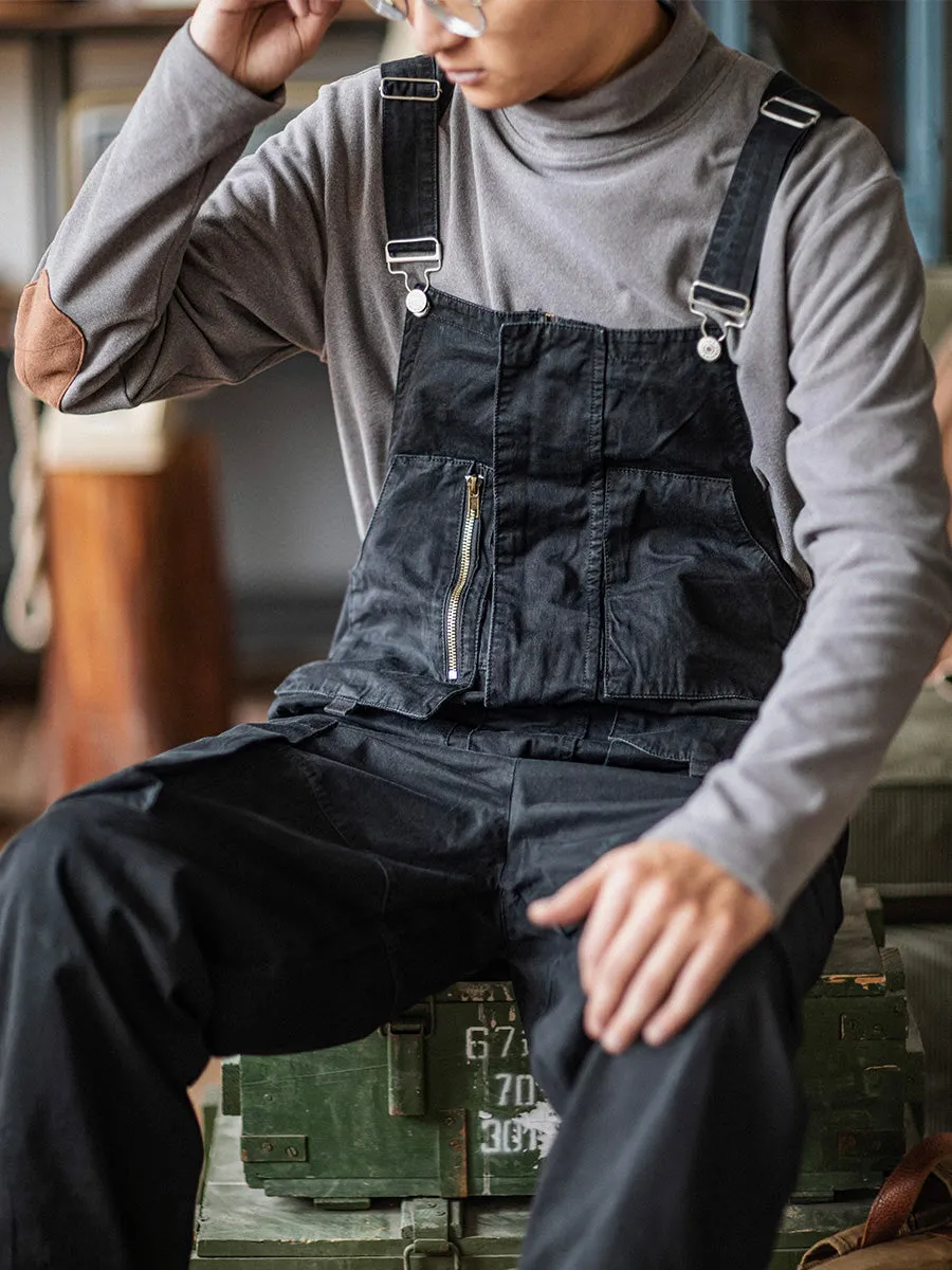 Sloppy Overalls with Large Pockets and Zipper Fly Workwear