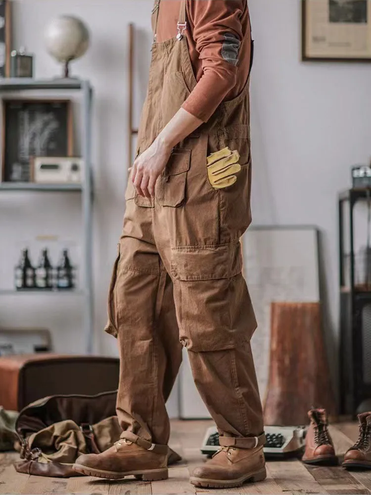 Sloppy Overalls with Large Pockets and Zipper Fly Workwear